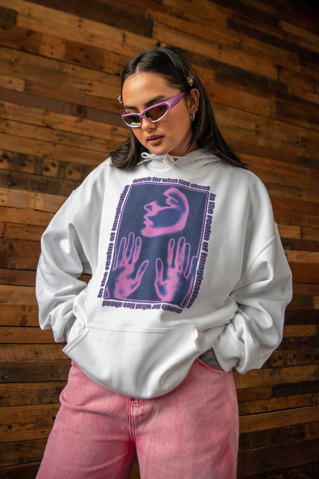 Hoodie in White with Jazz Cup Print