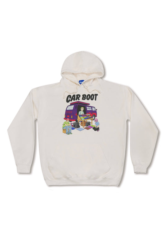 Hoodie in Heather Grey with Vibing In The Moment Print