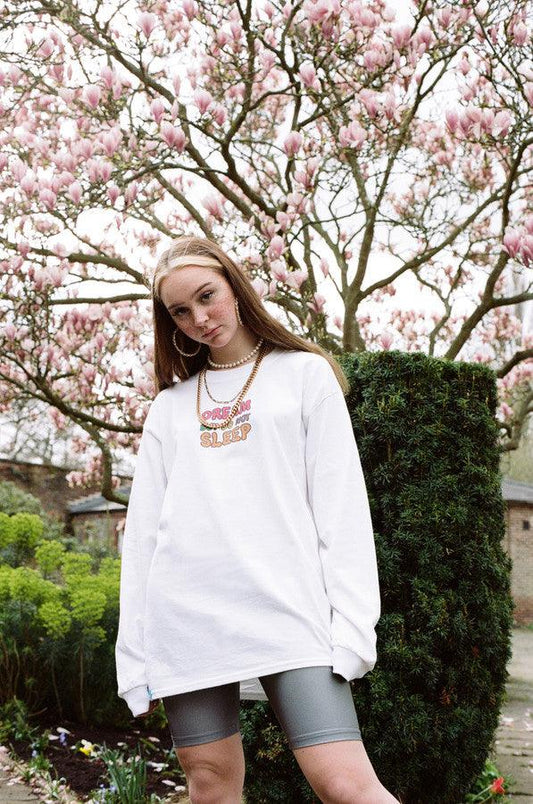 Hoodie in White with Blueberry Bubble Logo Print