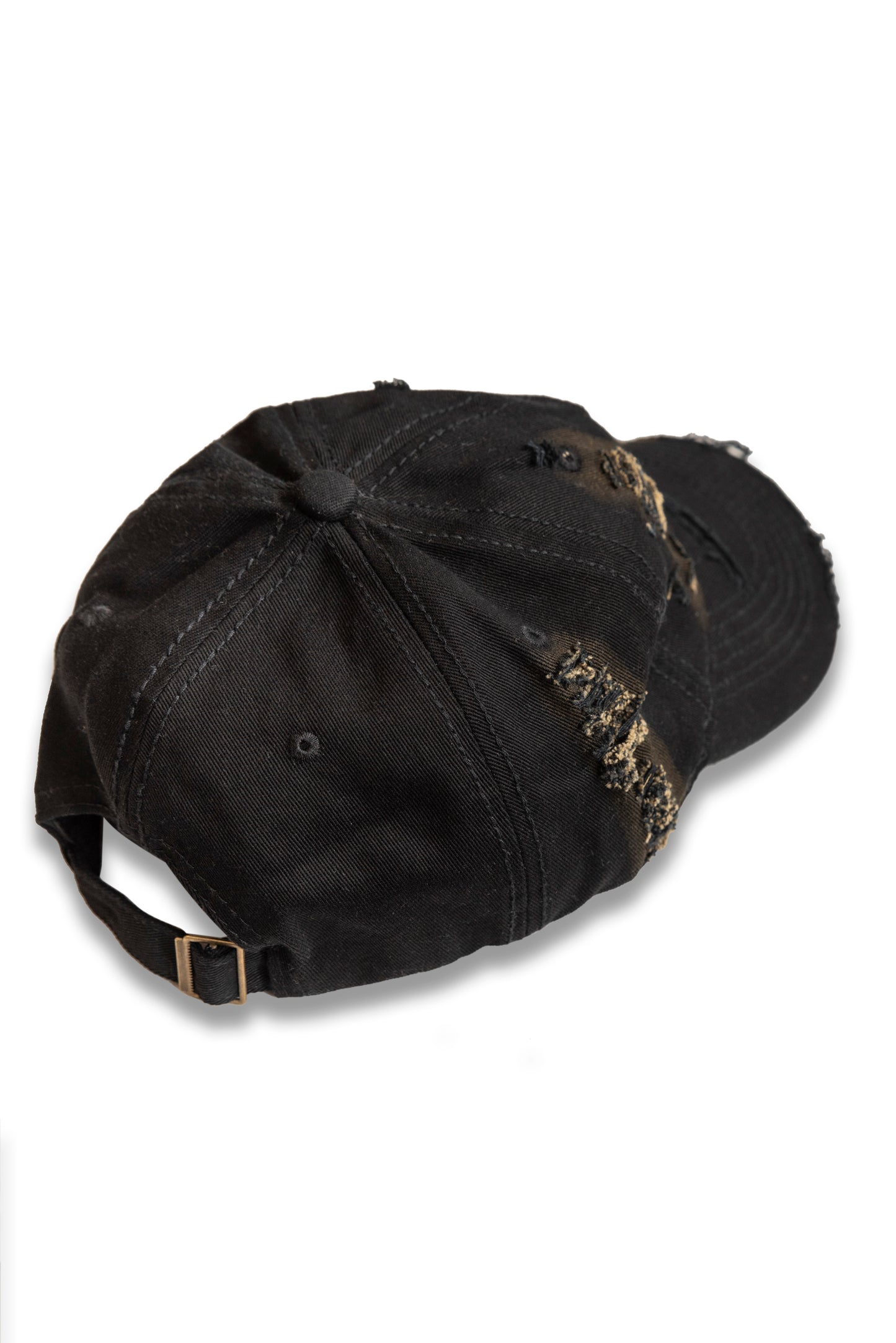 Distressed Cap with "No Requests" Embroidery - Black/Brown