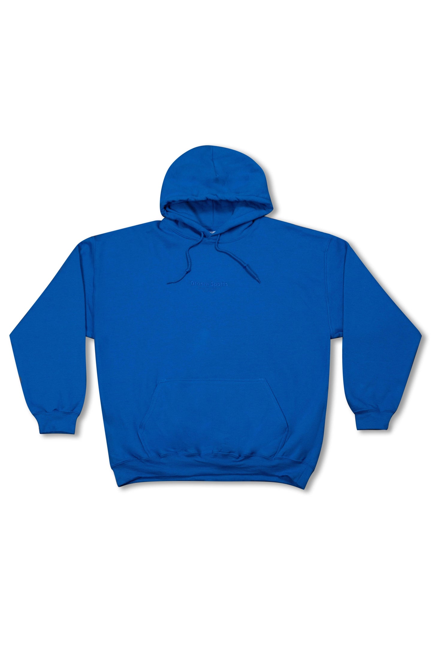 Royal Blue Hoodie in relaxed fit cotton with front kangaroo pocket and tonal Dream Sports embroidery, ideal for casual unisex outerwear.