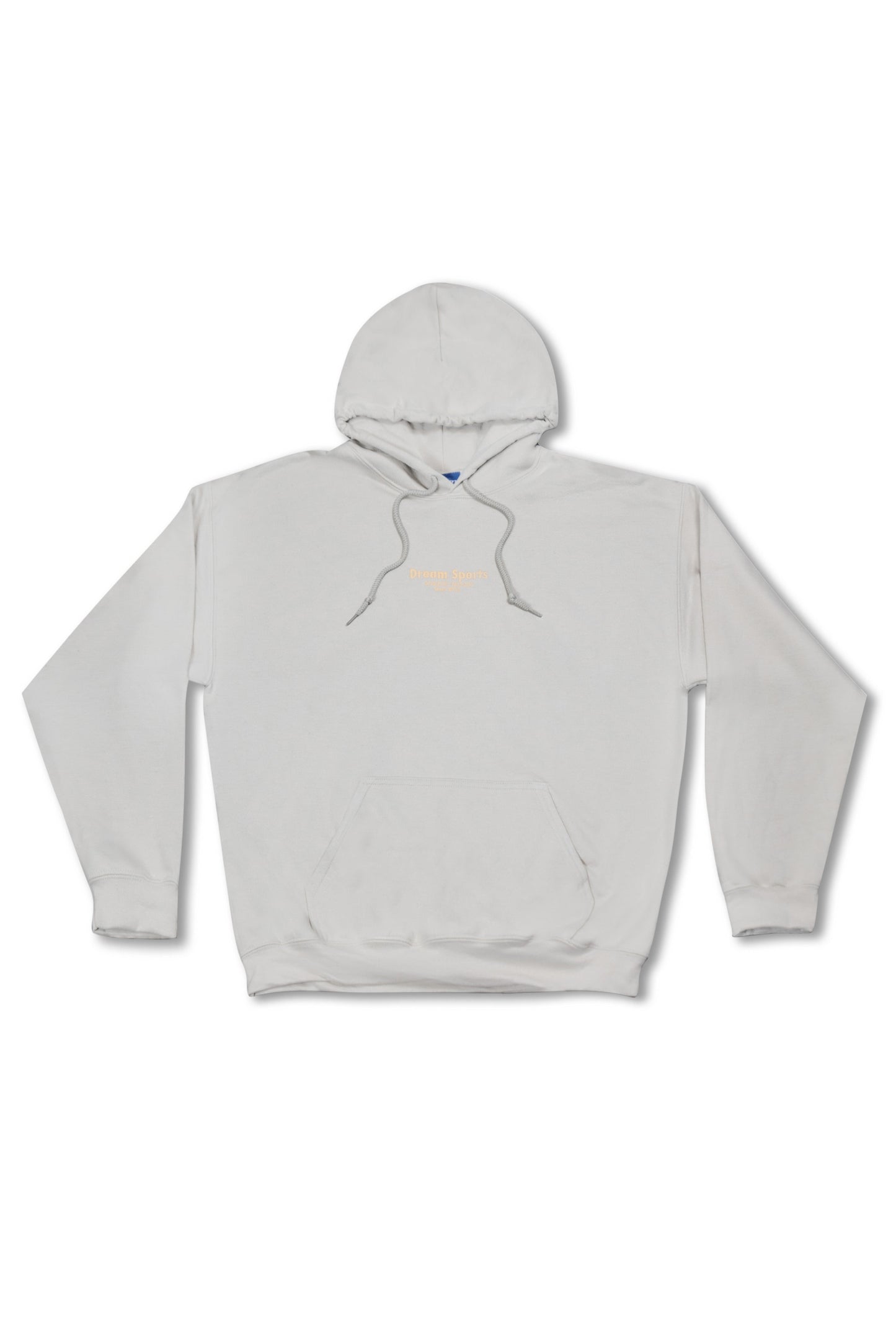 Unisex sand hoodie made from heavyweight cotton with a relaxed fit, featuring tonal Dream Sports embroidery on the chest.