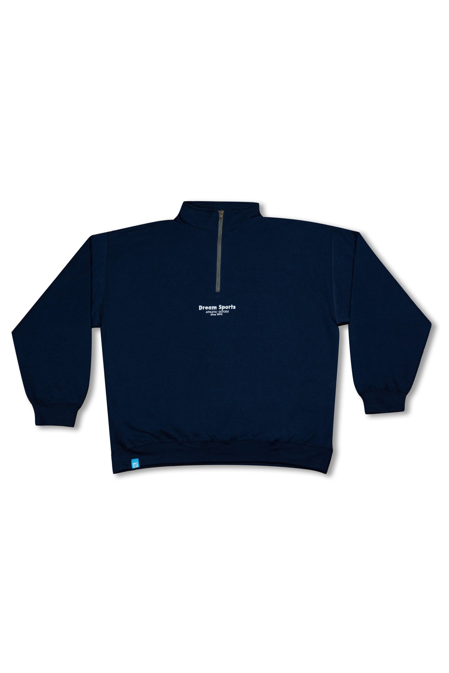 Navy 1/4 Zip Sweatshirt - Dream Sports | Heavyweight Cotton with tonal logo embroidery, relaxed fit and ribbed cuffs for unisex wear.
