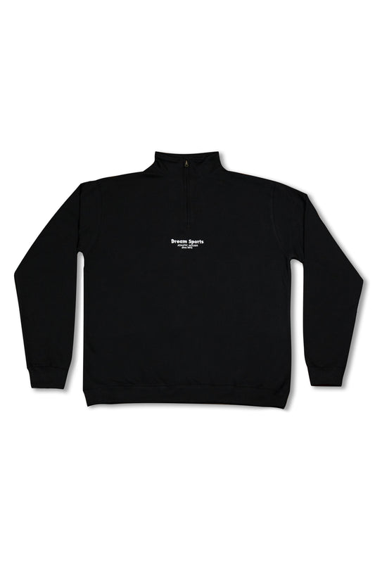 1/4 Zip Sweatshirt - Black Tonal Logo | Heavyweight Cotton featuring relaxed fit and front embroidery, ideal for casual outerwear styling.