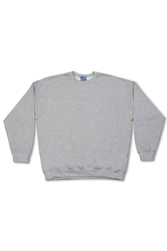 Heather Grey Sweatshirt - Dream Sports Embroidery, unisex heavyweight cotton with relaxed fit and ribbed cuffs, ideal for casual wear.