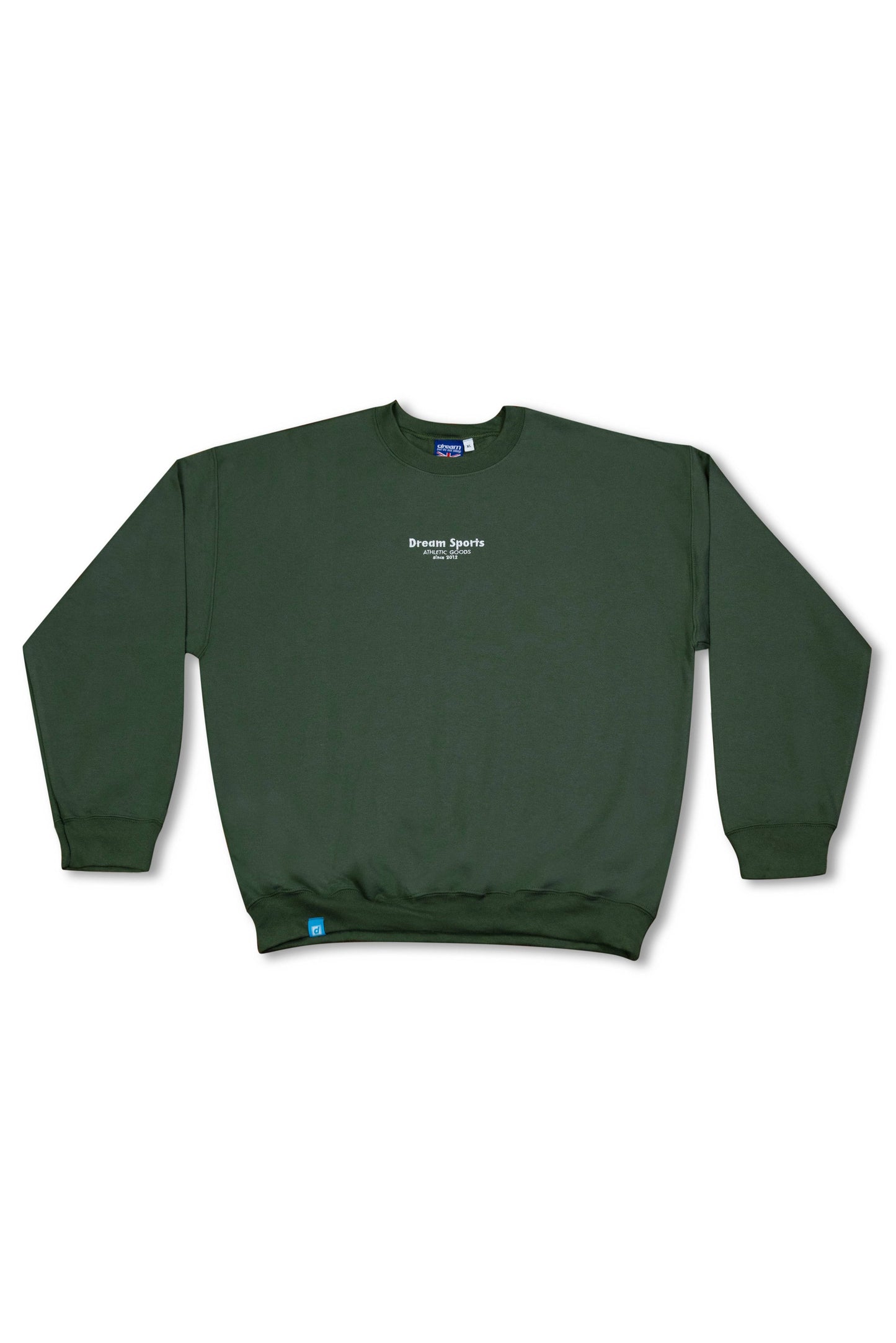 Sweatshirt in Military Green - Sports Logo Embroidery with relaxed fit and ribbed cuffs, ideal for casual outerwear in unisex sizing.