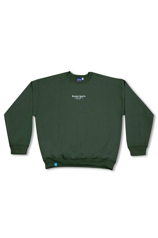 Sweatshirt in Military Green - Sports Logo Embroidery with relaxed fit and ribbed cuffs, ideal for casual outerwear in unisex sizing.