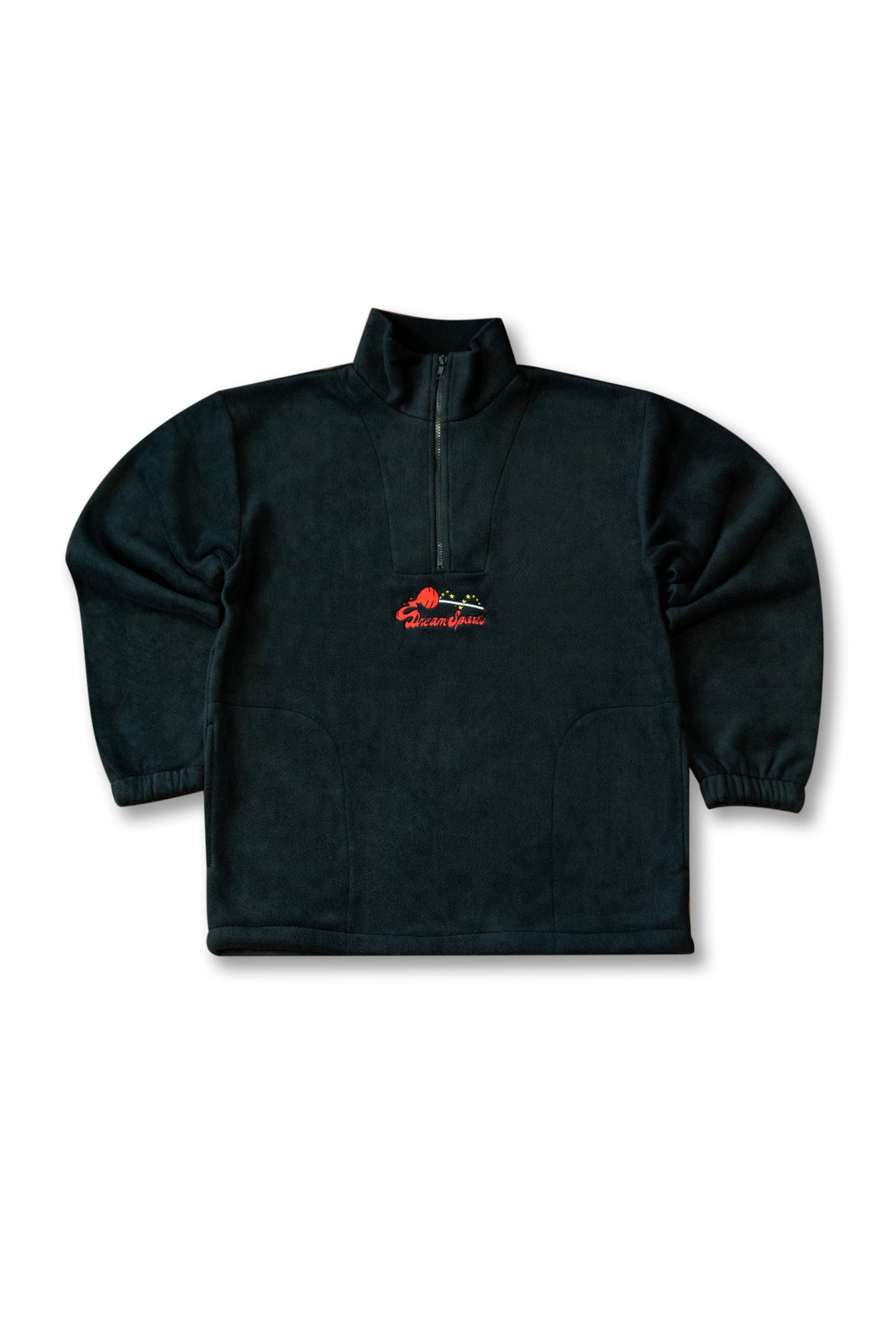 1/4 Zip Fleece in Black with Lollipop Embroidery