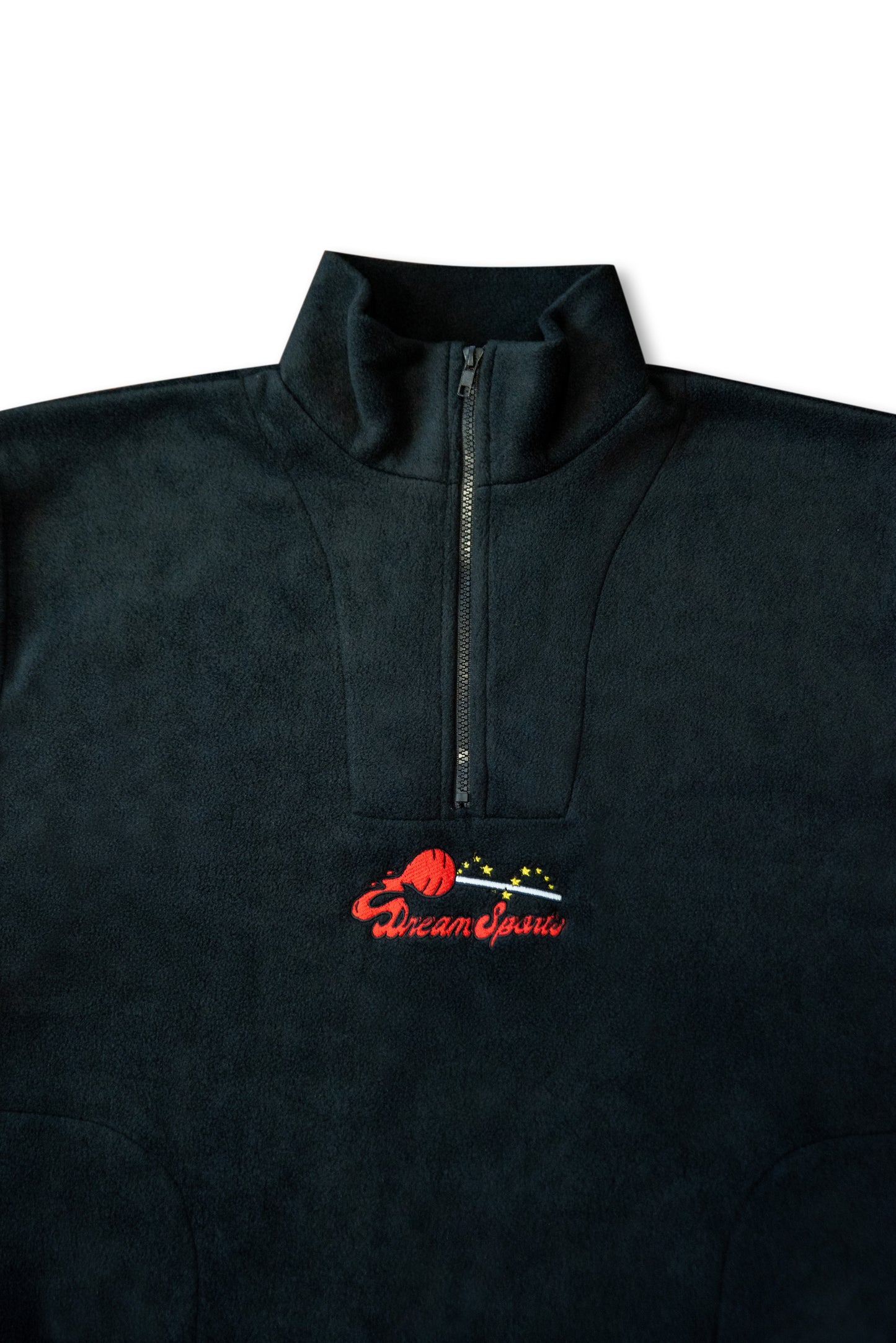 1/4 Zip Fleece in Black with Lollipop Embroidery