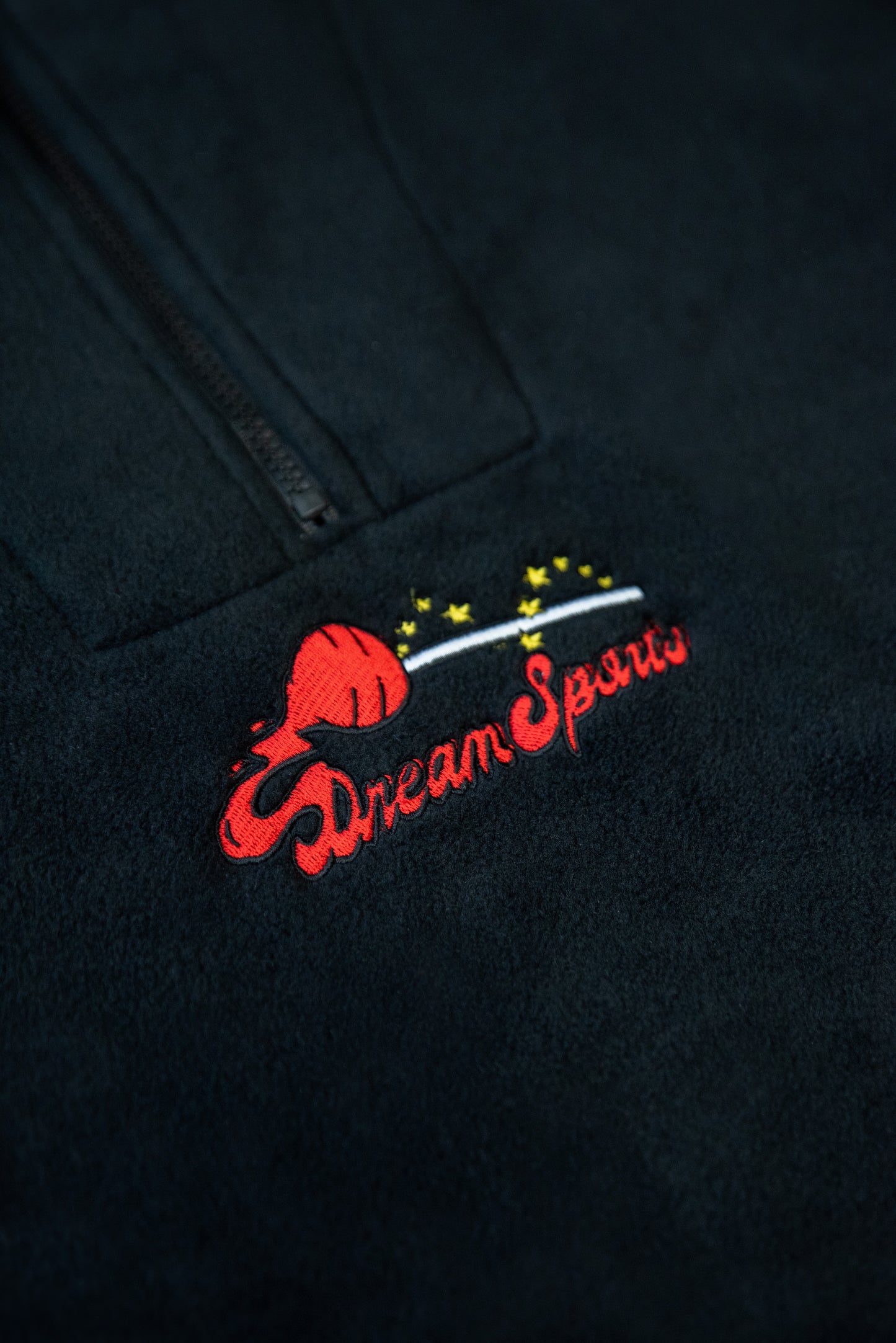 1/4 Zip Fleece in Black with Lollipop Embroidery