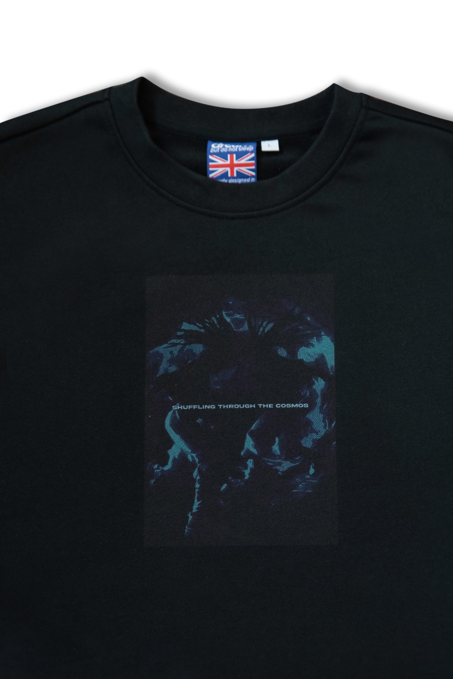 Premium Sweatshirt in Black Shuffling Through The Cosmos