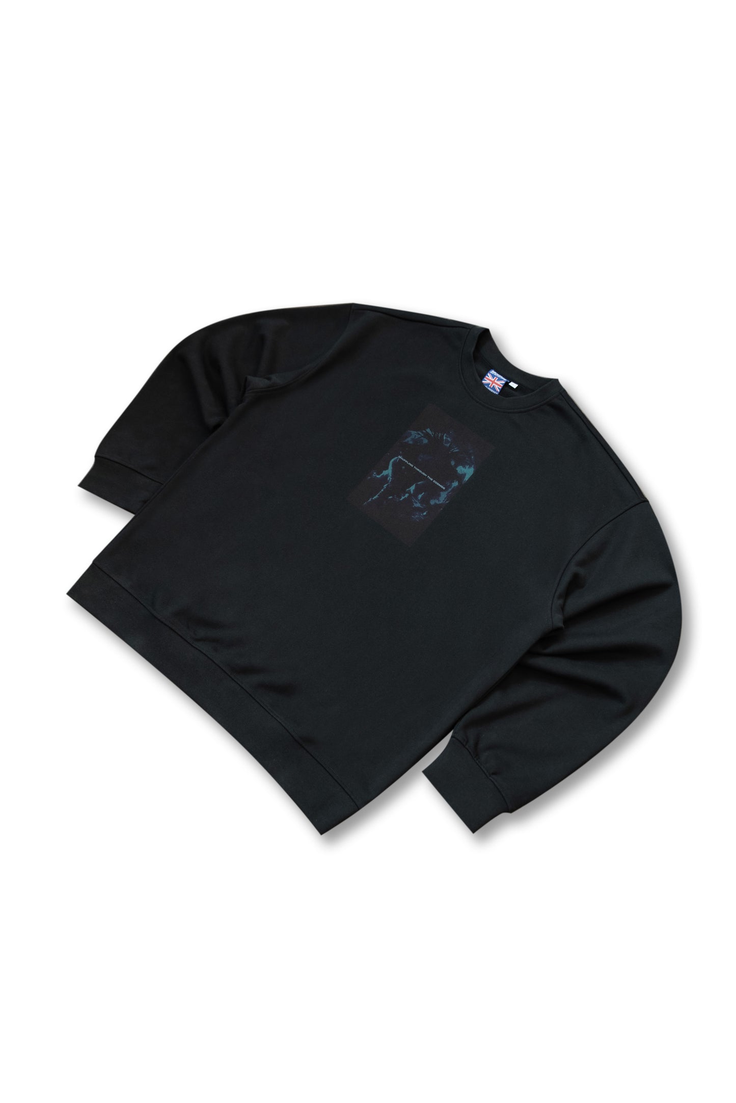 Premium Sweatshirt in Black Shuffling Through The Cosmos