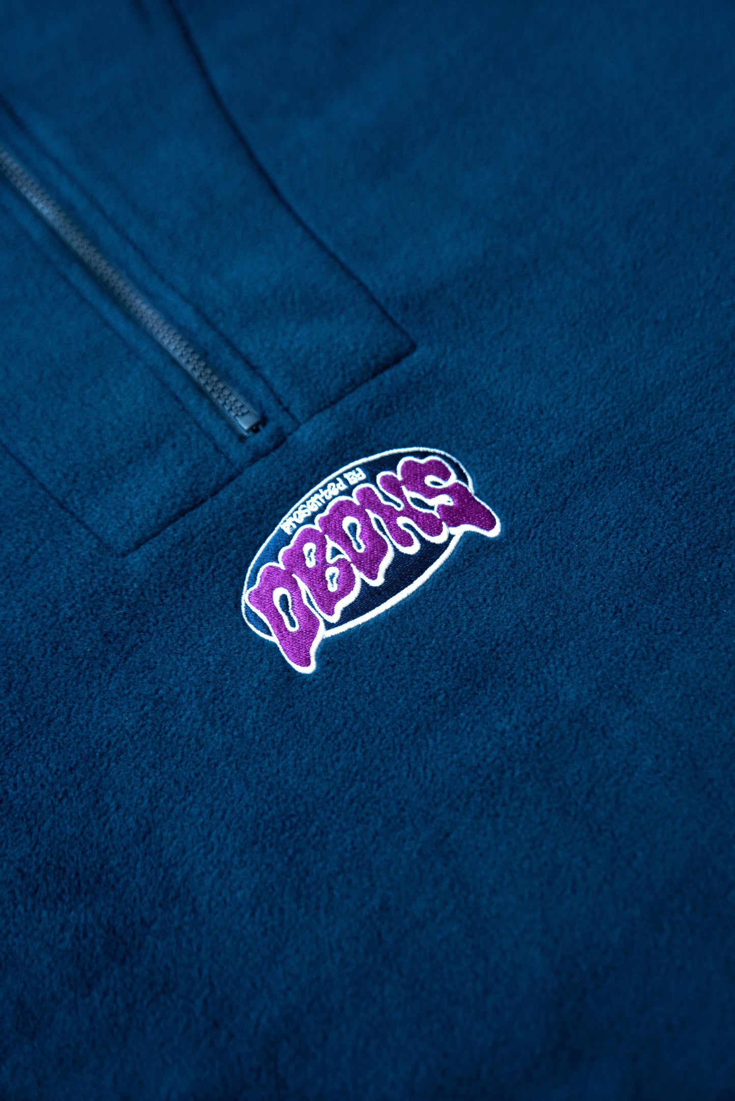 1/4 Zip Fleece in Navy with Melting Embroidered Logo
