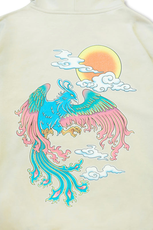 440gsm Heavyweight Sand Hoodie with Phoenix Print