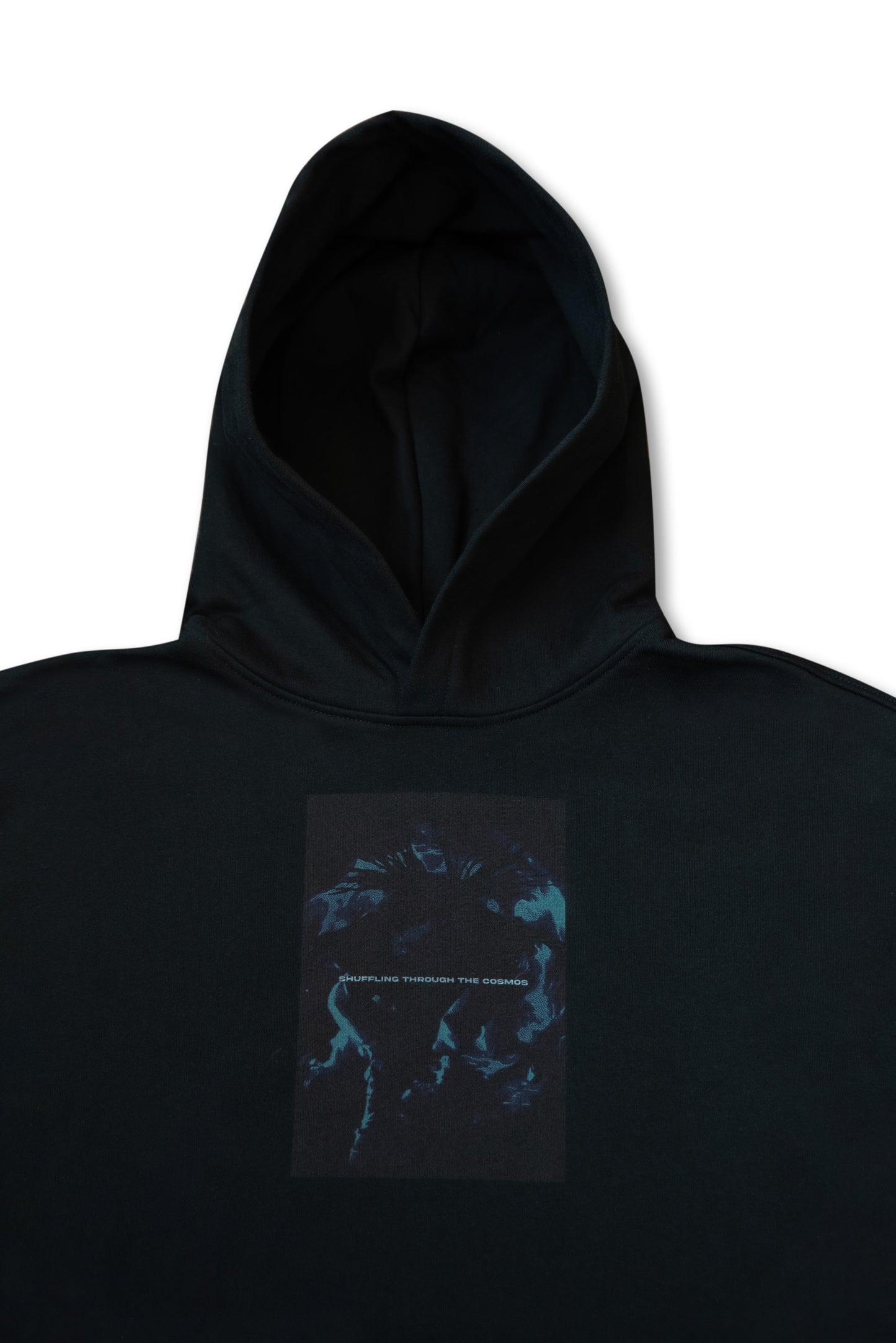 Premium Hoodie in Black Shuffling Through The Cosmos