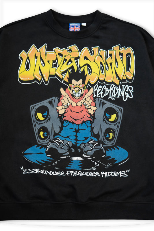 440gsm Black Sweatshirt with Unity Sound Print