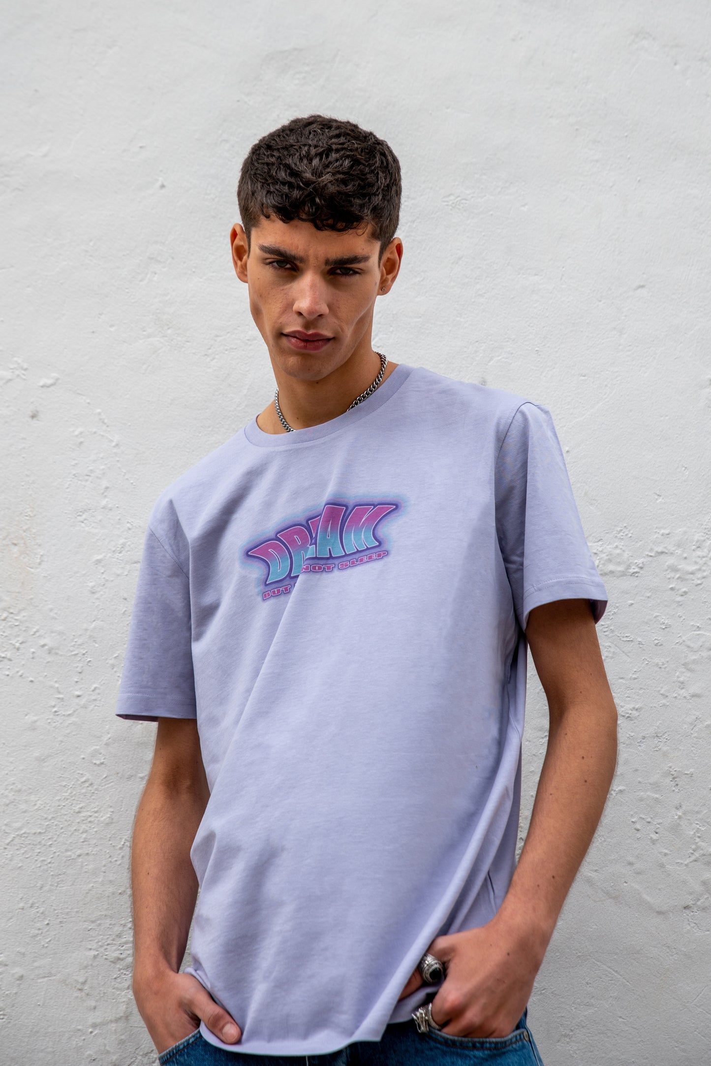 Short Sleeved T-shirt in Lilac With Neon Dream Print