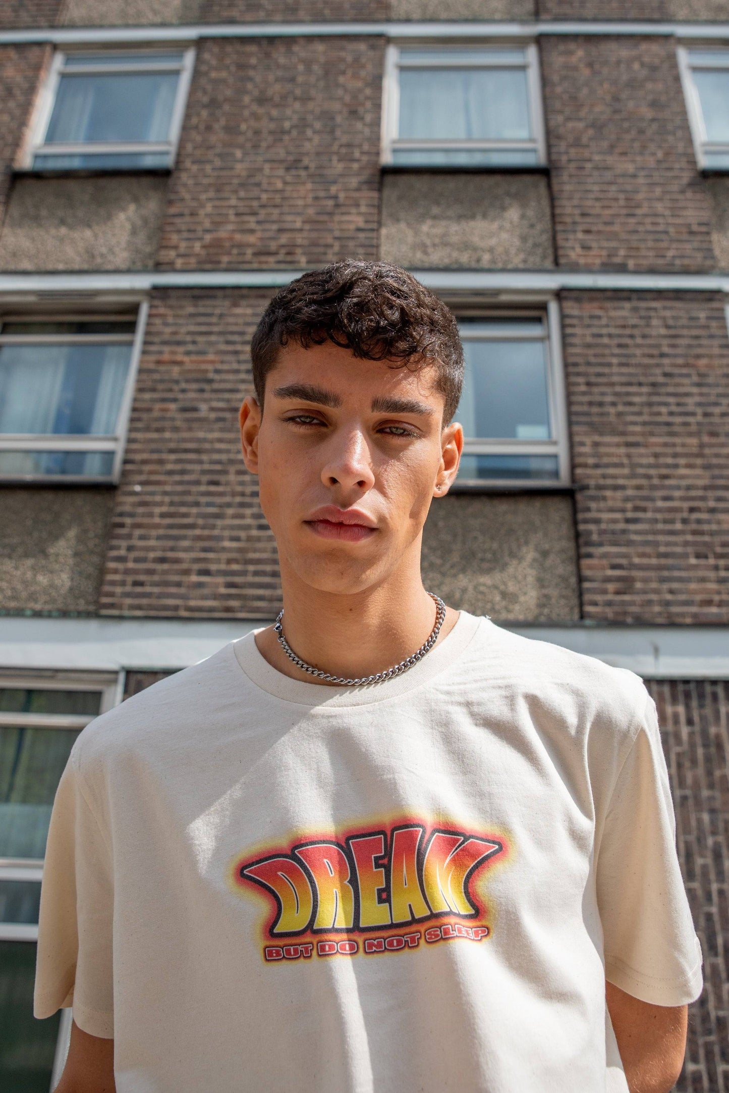Short Sleeved T-shirt in Natural With DBDNS Logo Print