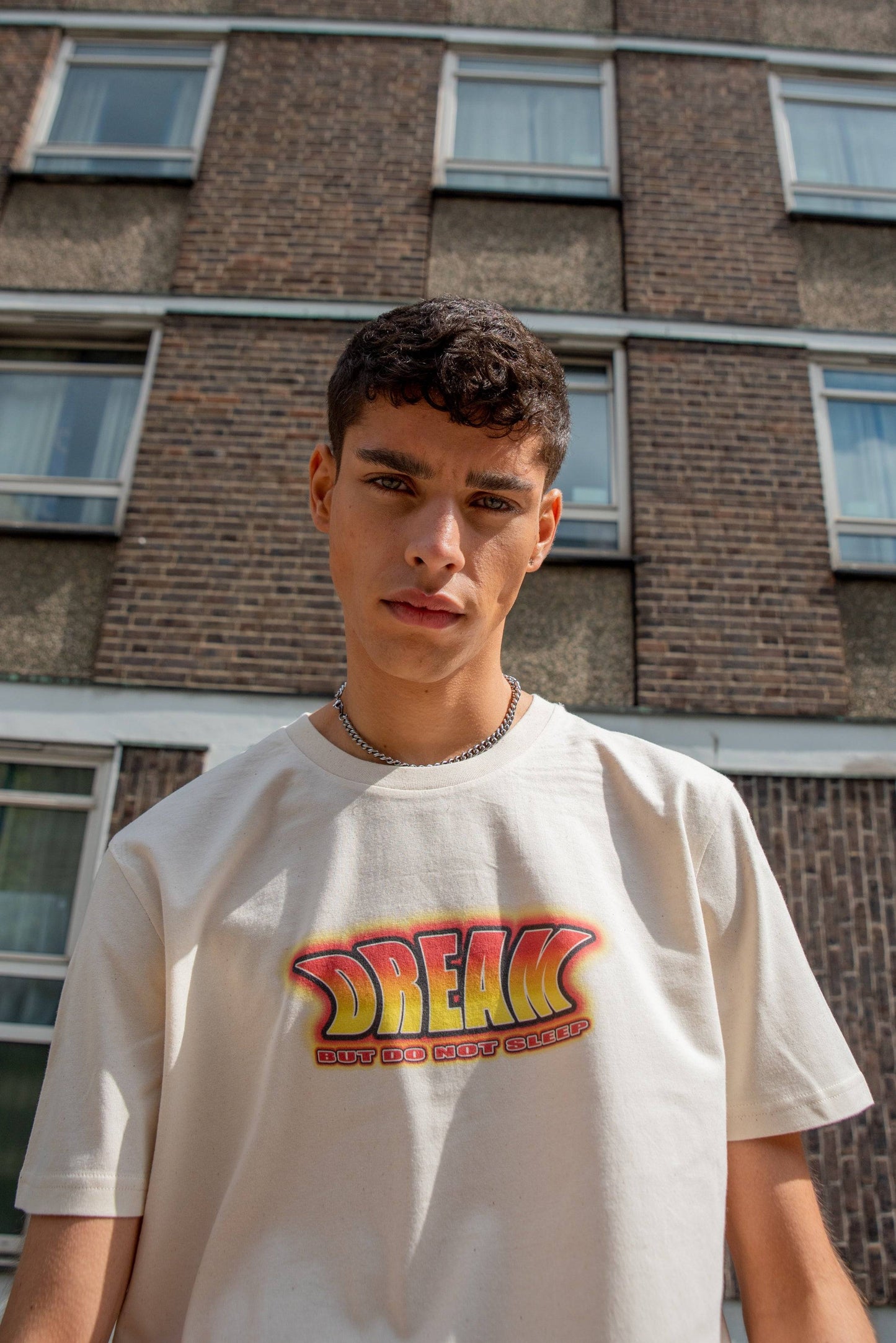 Short Sleeved T-shirt in Natural With DBDNS Logo Print