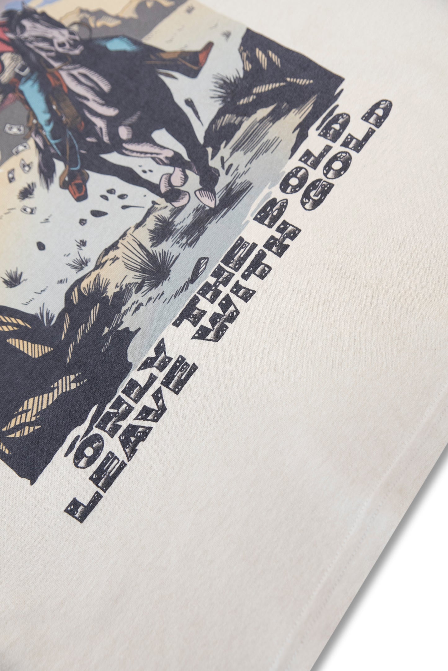 Short Sleeved T-Shirt in Sand with Cowboy Western Print