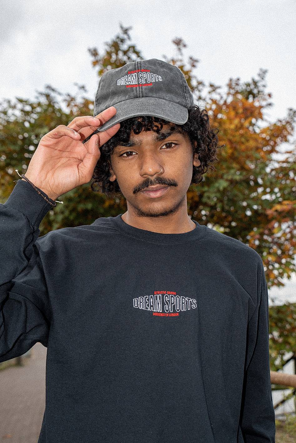 Long Sleeved T-Shirt in Black With Dream Sports Embroidery