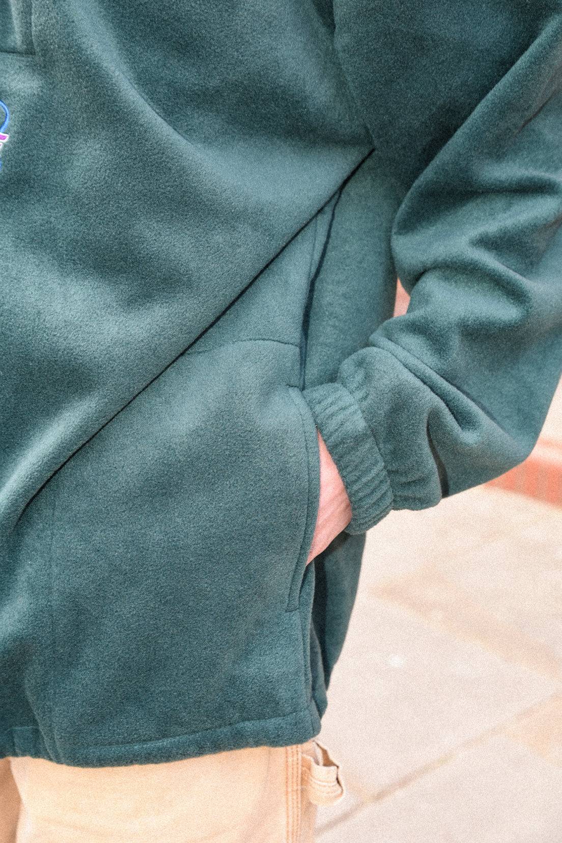 Fleece in Forest Green with Futuristic Logo Embroidery
