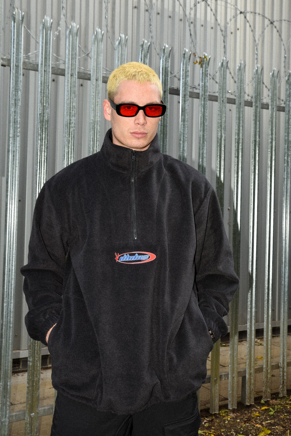 Fleece in Black with Futuristic Logo Embroidery