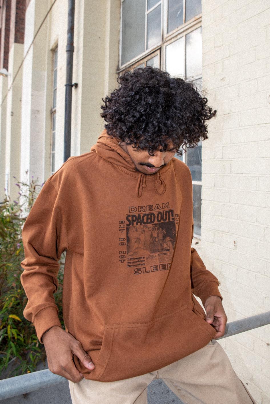 Hoodie in Caramel Toffee With Spaced Out! Print - Dreambutdonotsleep