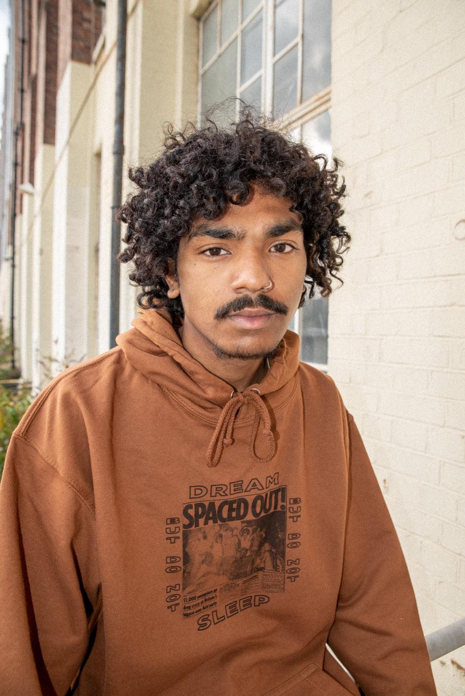 Hoodie in Caramel Toffee With Spaced Out! Print - Dreambutdonotsleep