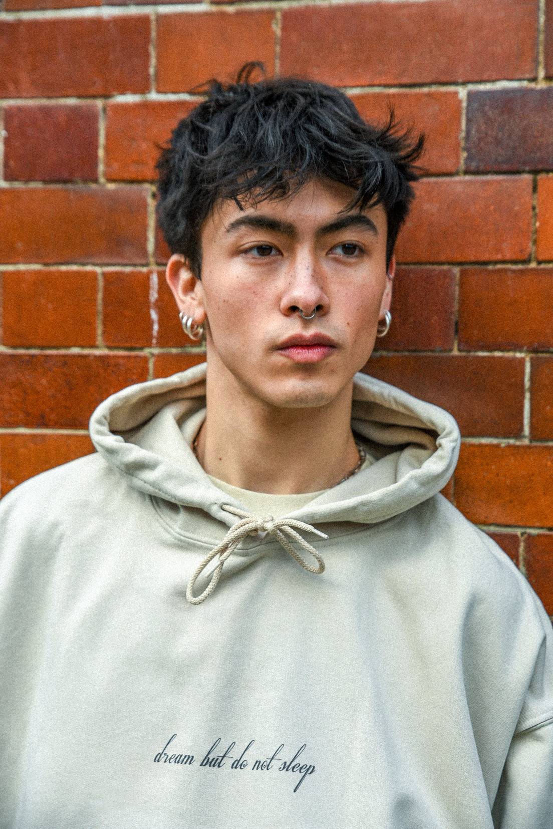 Hoodie in Sand with Chinese Dragon Print