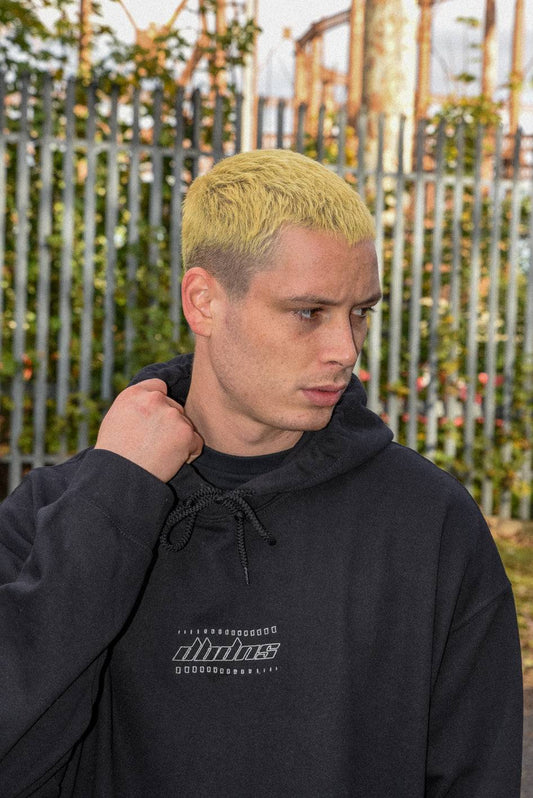 Hoodie in Black with DBDNS Futuristic Logo Embroidery