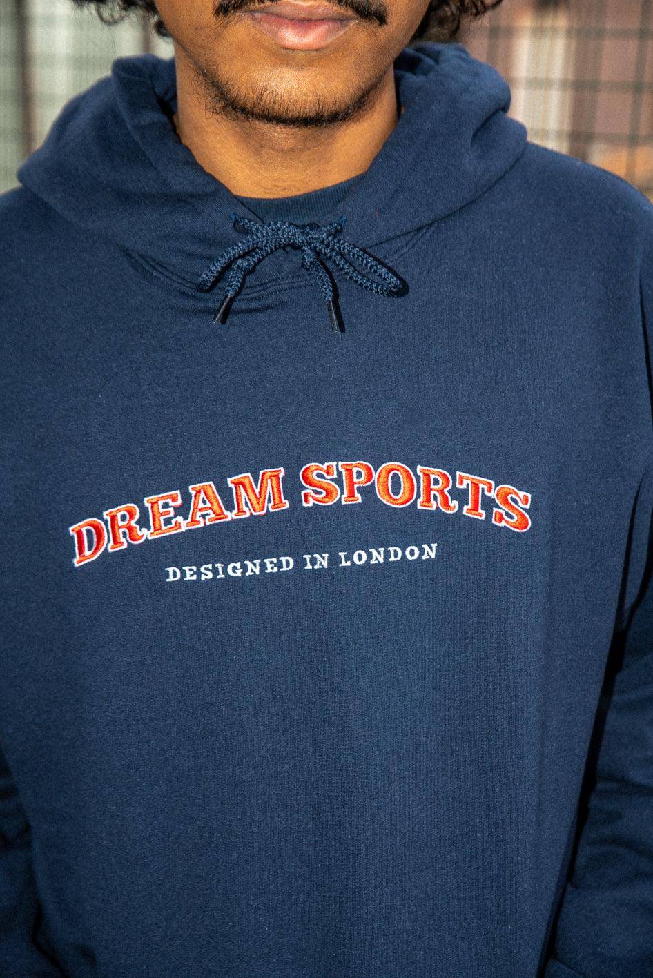 Hoodie in Navy with Dream Sports Embroidery - Dreambutdonotsleep