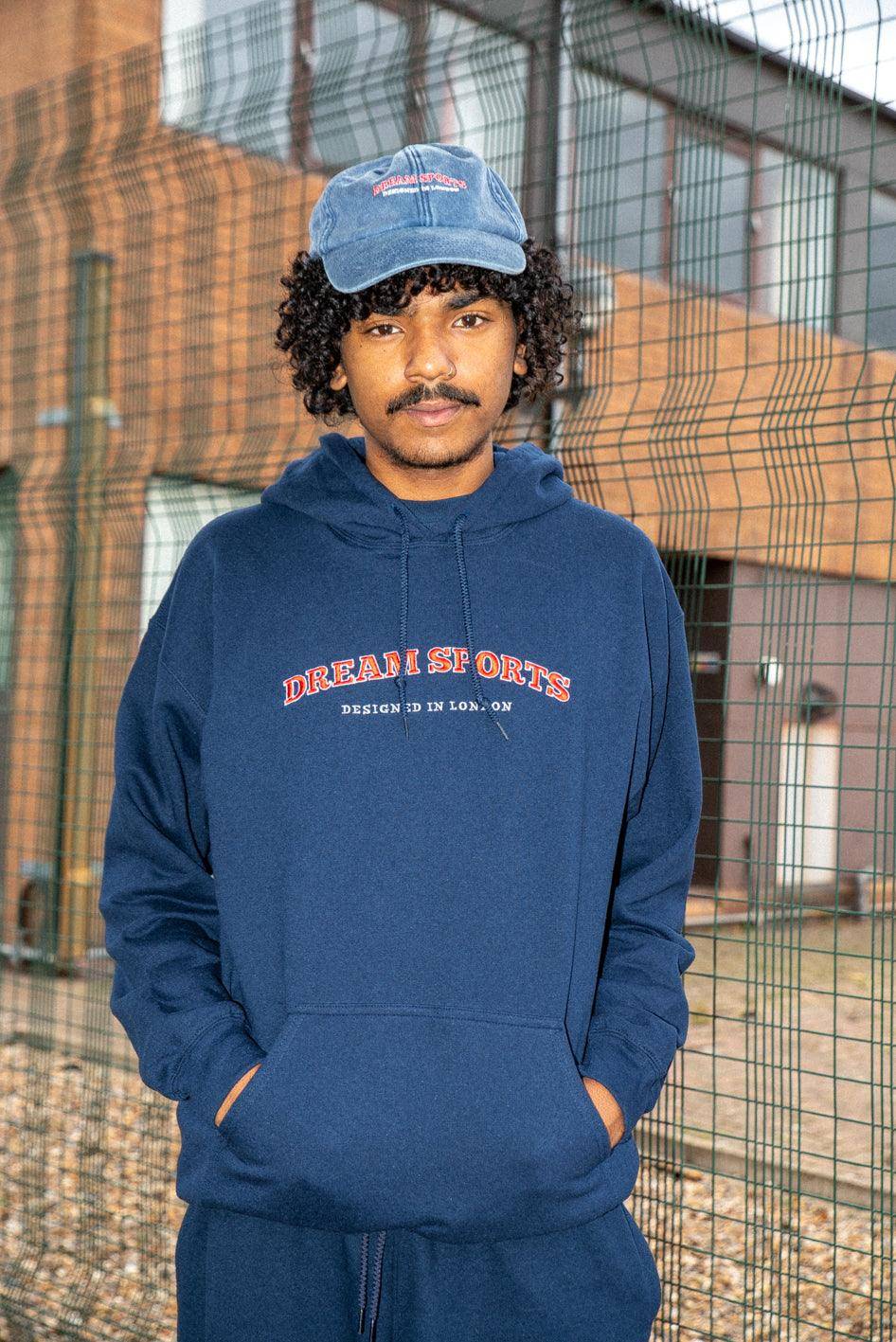 Hoodie in Navy with Dream Sports Embroidery - Dreambutdonotsleep