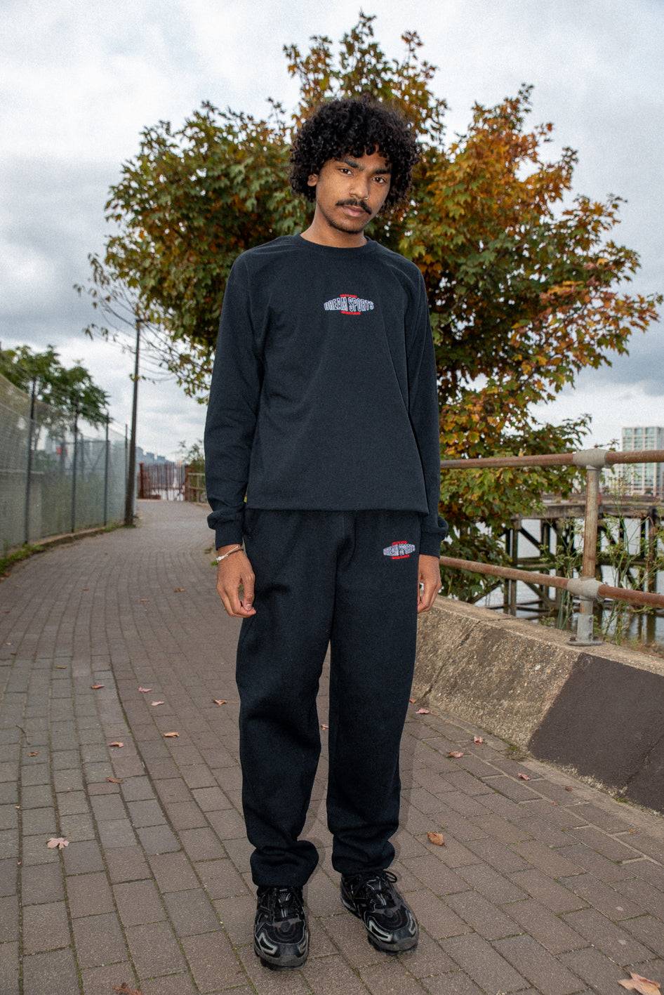 Long Sleeved T-Shirt in Black With Dream Sports Embroidery