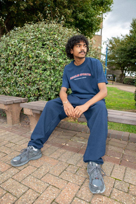 Joggers in Navy with Dream Sports Embroidery - Dreambutdonotsleep