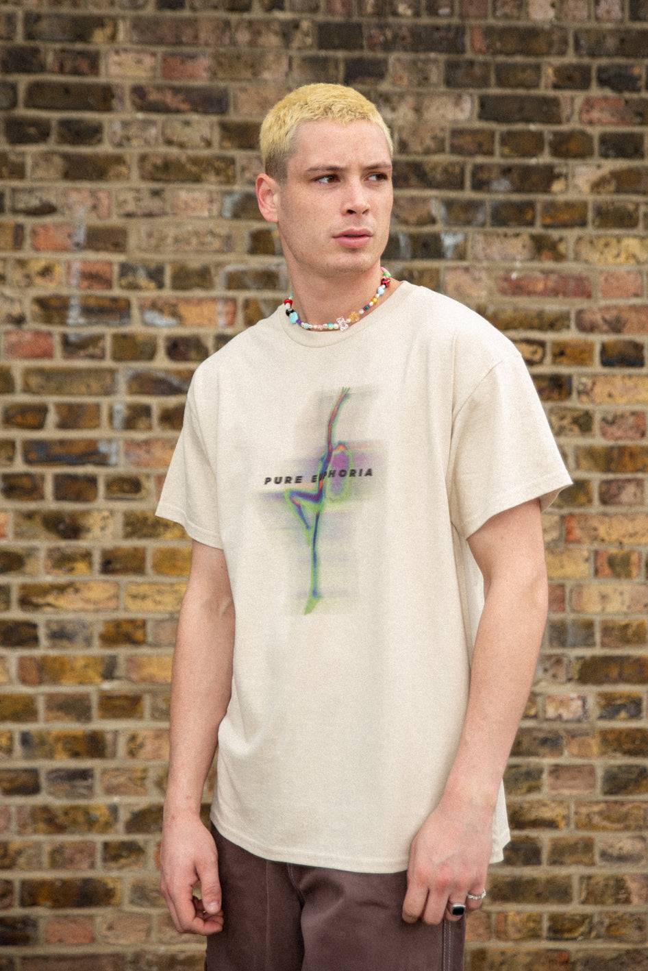 Short Sleeved T-shirt in Sand With Pure Euphoria Print
