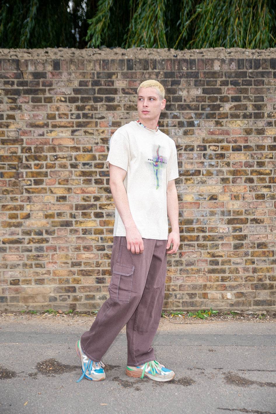 Short Sleeved T-shirt in Sand With Pure Euphoria Print