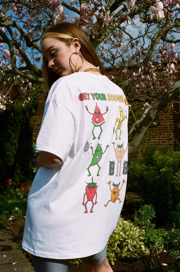 Short Sleeved T-shirt In White With Fruity Ravers Print