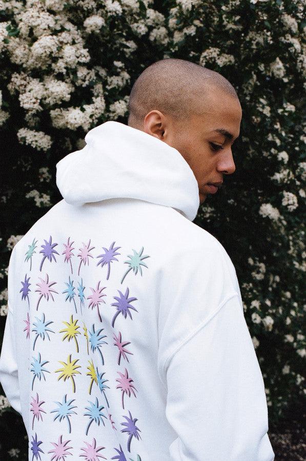Hoodie In White With Tropical Palm Tree Print - Dreambutdonotsleep