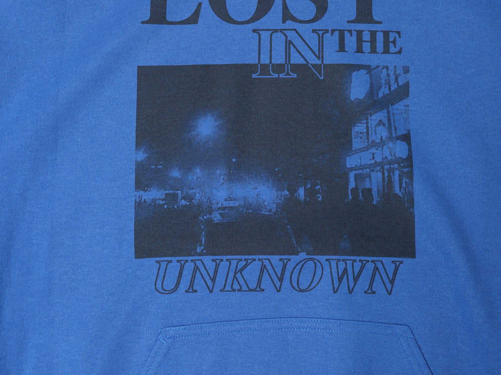 Royal Blue Hoodie With Printed 'Lost In The Unknown' Design