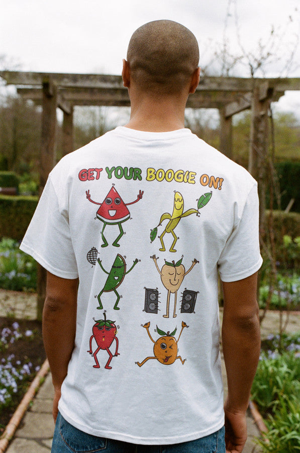 Short Sleeved T-shirt In White With Fruity Ravers Print