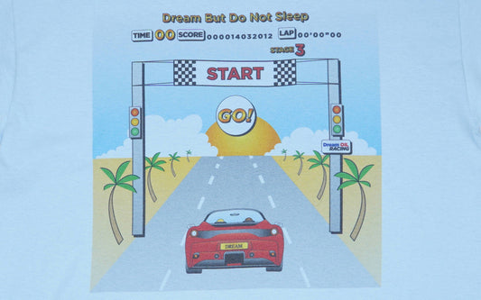 Short Sleeved T-shirt In Light Blue With Drive In To The Sunset Print