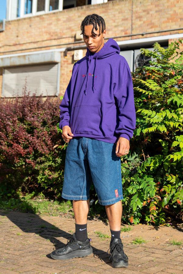 Hoodie in Dark Purple with Dream Sports Embroidery - Dreambutdonotsleep