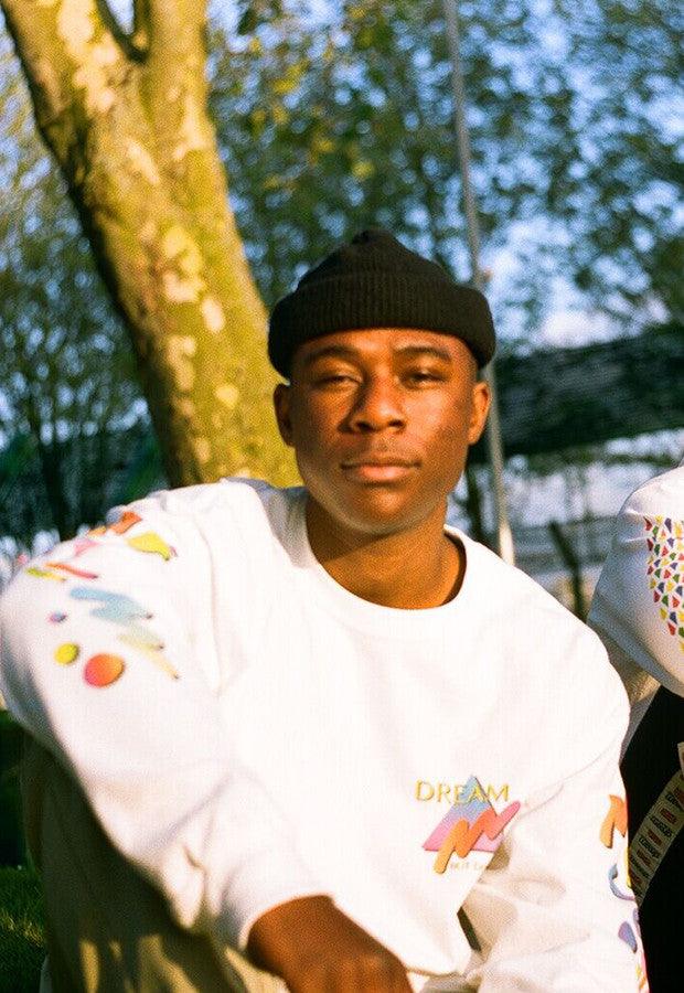 Colourful 90s Gradient Design On White Long Sleeved T-shirt - Dreambutdonotsleep