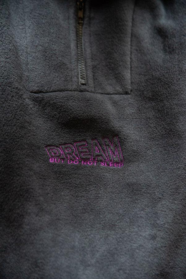 Fleece In Black With Violet Dream Embroidery - Dreambutdonotsleep