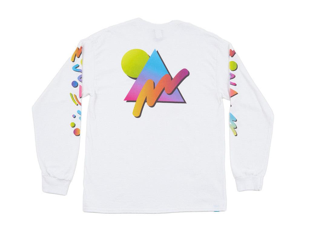 Colourful 90s Gradient Design On White Long Sleeved T-shirt - Dreambutdonotsleep
