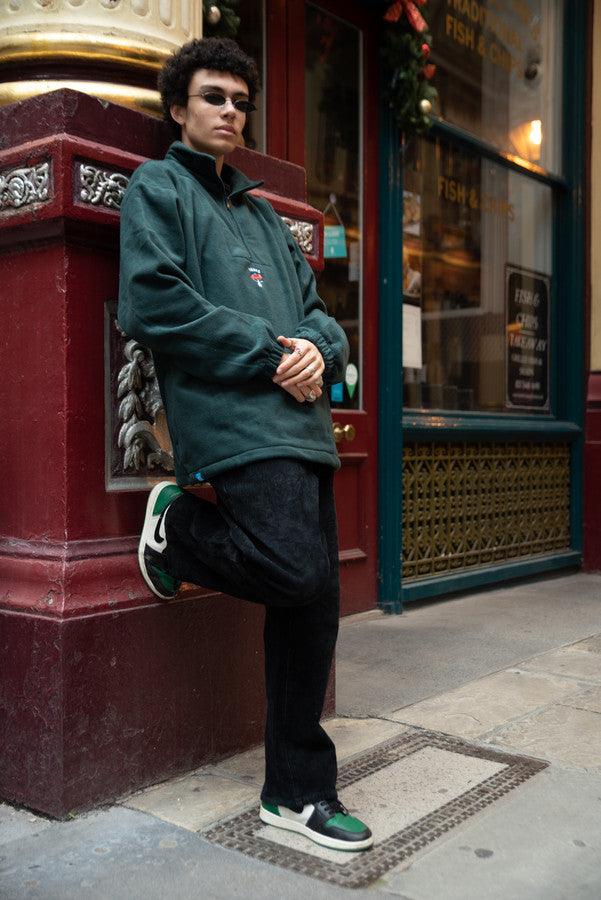Fleece In Green With Bro Shroom Embroidery - Dreambutdonotsleep