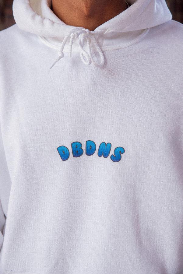 Hoodie in White with Blueberry Bubble Logo Print - Dreambutdonotsleep