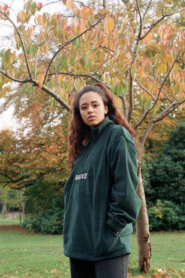 Forest Green Fleece With Dream But Do Not Sleep Embroidered Design - Dreambutdonotsleep