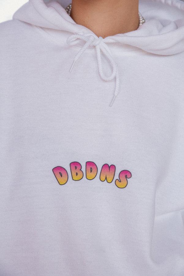 Hoodie in White with Watermelon Bubble Logo Print - Dreambutdonotsleep